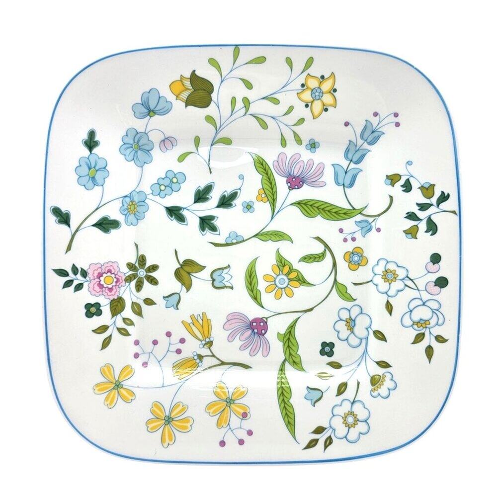 Vintage Spode Afton Salad Plate Square 8" Bone China Floral England Multi Color